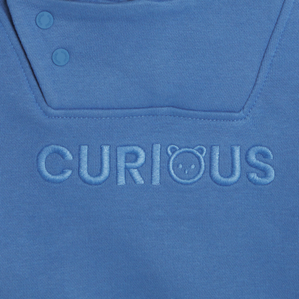 سويت شيرت من الصوف الناعم باللون الأزرق، مع قلنسوة وسحّاب، للفتيان الصغار